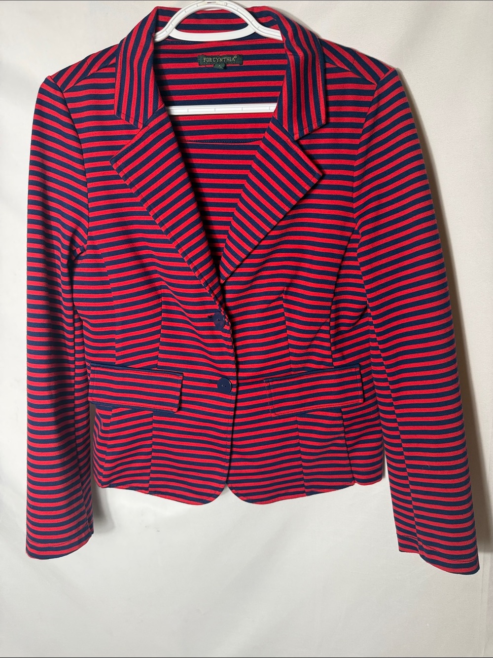 Cynthia Rowley Red and Navy Striped Blazer